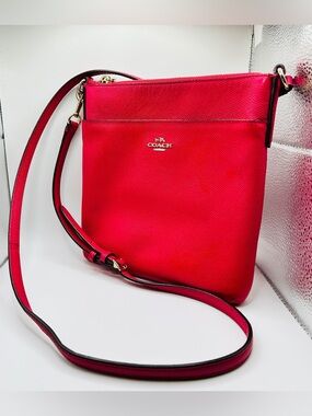 COACH Bright Red Leather Crossbody Shoulder Bag